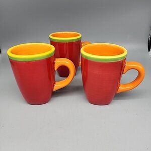 Dansk "CARIBE ARUBA ORANGE" ~ Set of 3 ~ Mugs ~ 4 3/4" Tall